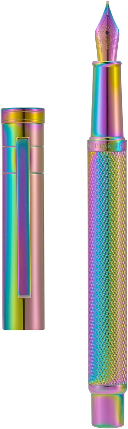 Asvine Hongdian Forest Fountain Pen Extra Fine Nib Rainbow Color with Converter and Metal Pen Box Set