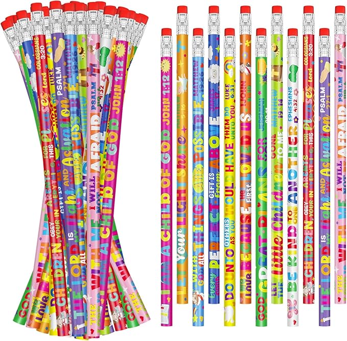 Cinrobiye 100 PCS Bible Pencils Bulk,Christian Gifts for Children Wood Pencils with Erasers Inspirational Religious Supplies for School Prizes Classroom Exchange Gift Party Favors,Stationary Gifts
