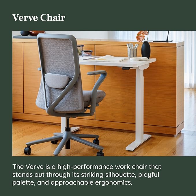 Branch Verve Chair - High Performance Executive Office Chair with Contoured Seat Back and Adjustable Lumbar Rest - High Density Foam Cushion with Aluminum Base - Up to 275 lbs - Lunar