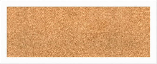 Amanti Art Natural Cork Board for Wall, 19x47 Vision Board with White Frame, Oversize Corkboard Office Decor for Home Organization, Casual Corkboard Pinboard to Display Items for Home Organization in