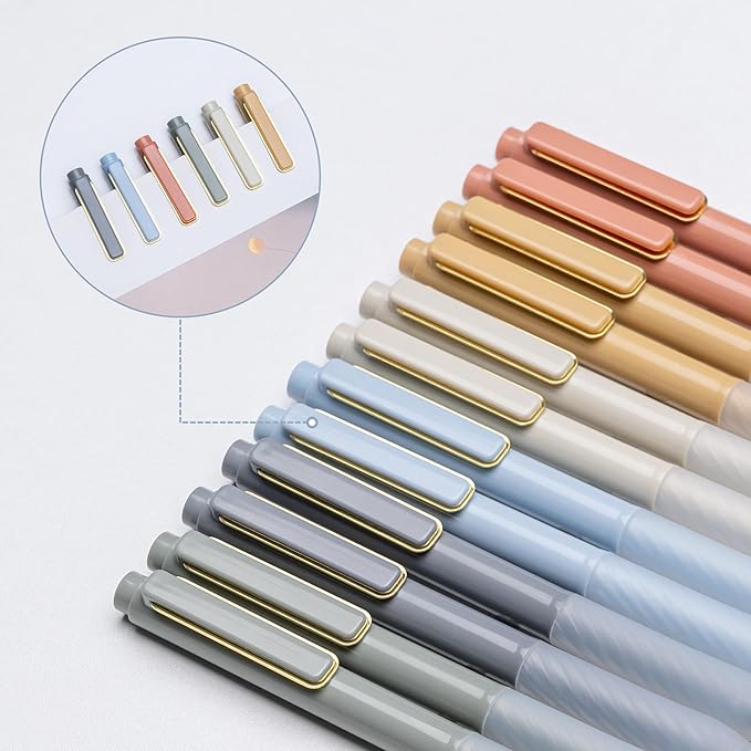 Gel Pens 0.5mm Point Pen Black Ink Smooth Writing Retractable Pen for Office,School Supplies,12-Count (Gold clip)