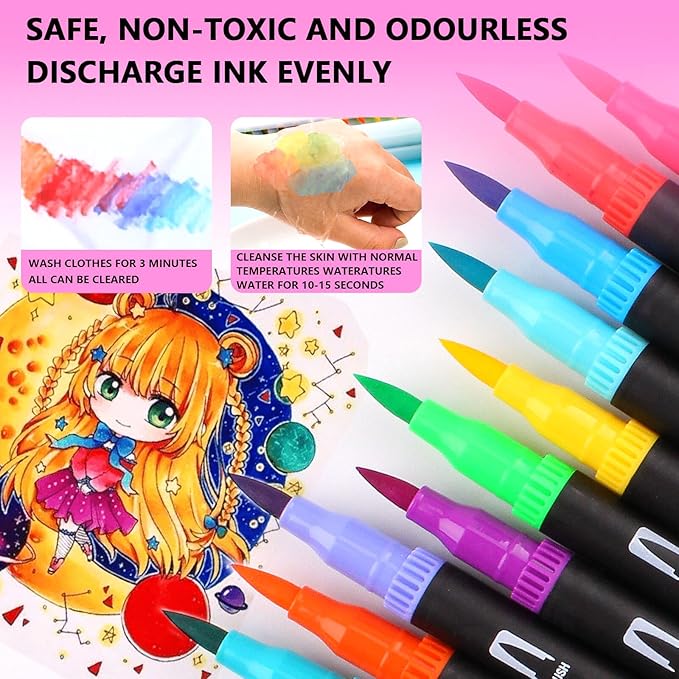 76 Colors Dual Tip Brush Pens with Brush Tip and Fine Tip for Artists Adult, Coloring Markers for Adult Coloring Books Professional Marker Set for Note Taking and Lettering
