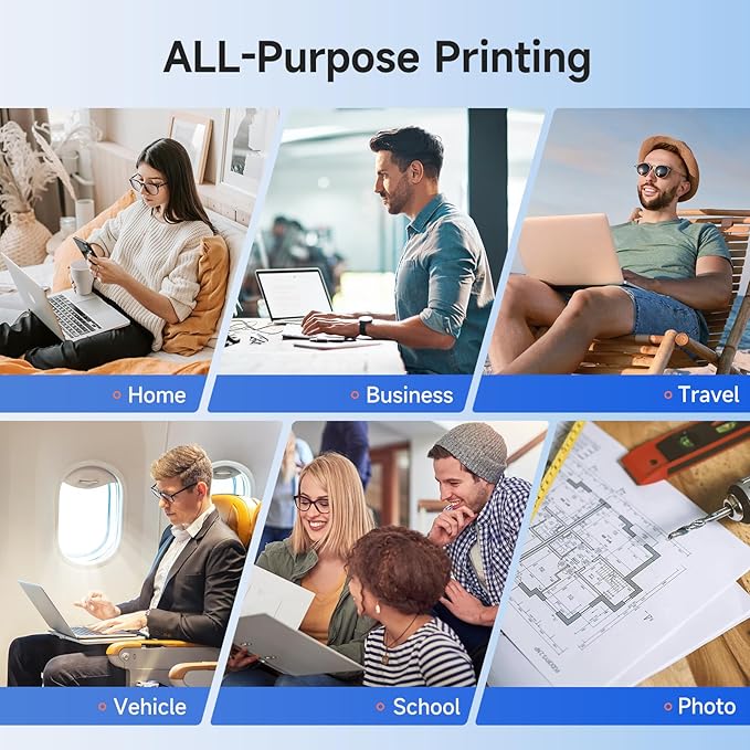 iDPRT Portable Printer Wireless for Travel - 203DPI Bluetooth Mobile Printer Support for 8.5"x11" US Letter, Inkless Compatible with iOS, Android, Laptop for Office, Car and Home, School