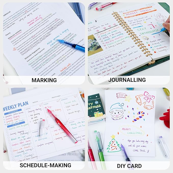 12 Colors Liquid Ink Rollerball Pens For Journaling, 0.5mm Fine Point Bible Pens, No Bleed and Quick-Dry, Smooth Writing Gel Pens for Bullet Journal and Taking Notes