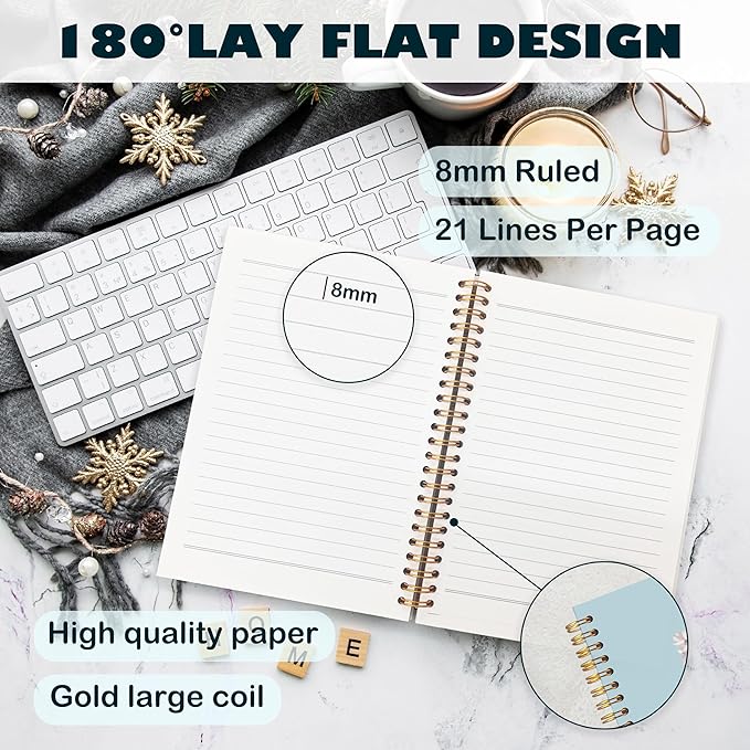 BearCake Blue Bible Christian Journals Floral Notebooks for Women Note Taking,Prayer Journal for Women, His Mercies are New Every Morning,Bible Study Journal for Women 5.5x8.3