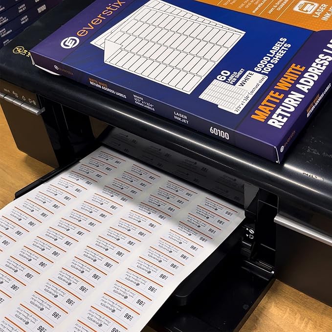 1" x 2-5/8", 25 Sheets, 750 Mailing Address Labels, White Sticker Labels for Laser & Inkjet Printers, Permanent Adhesive