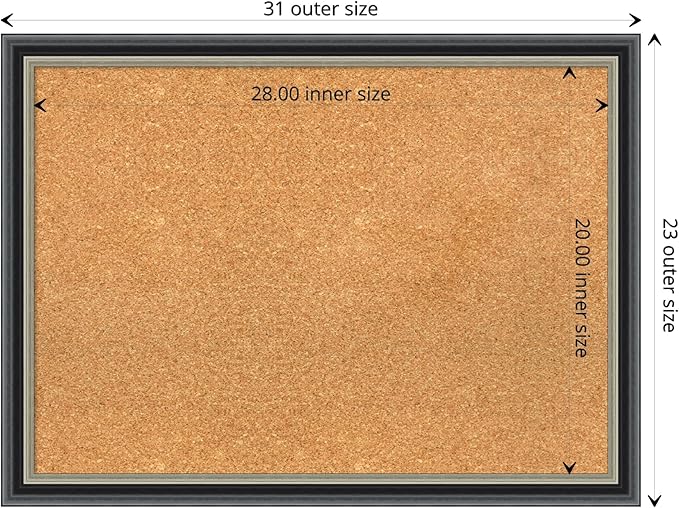 Amanti Art Natural Cork Board for Wall, 23x31 Vision Board with Black Wood Frame, Medium Corkboard Office Decor for Home Organization, Modern Contemporary Corkboard Pinboard to display items for home
