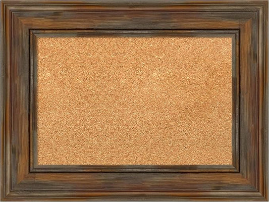 Amanti Art Natural Cork Board for Wall, 18x24 Vision Board with Brown Wood Frame, Small Corkboard Office Decor for Home Organization, Country Rustic Corkboard Pinboard to Display Items for Home