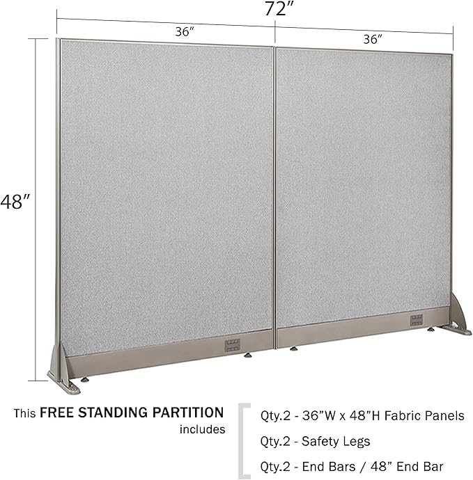 GOF Freestanding Office Partition, Large Fabric Room Divider Panel, 72" W x 48" H