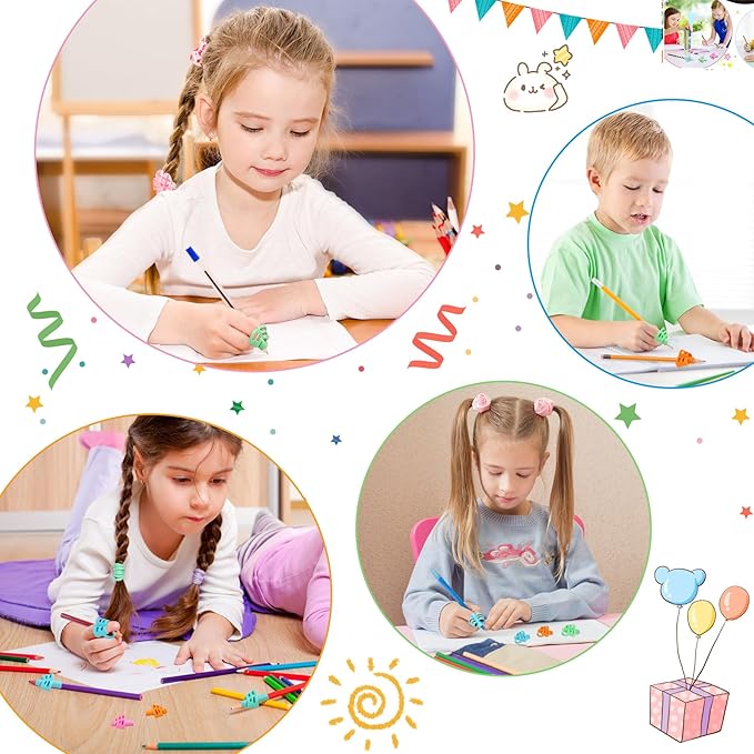 20 Pcs Pencil Grips for Kids Handwriting Pencil Holders Grippers for Kids, Writing Posture Correction Tools for Toddlers, Special Needs Silicone Pencil Supplies for Kindergarten Preschoolers（Mixcolor）