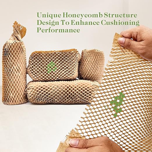 Honeycomb Packing Paper, 12" x 35' Honeycomb Cushioning Wrap Roll for Moving Shipping Packaging Gifts, Recyclable Honeycomb Paper Moving Supplies Bubble Paper Wrapping Protective Roll