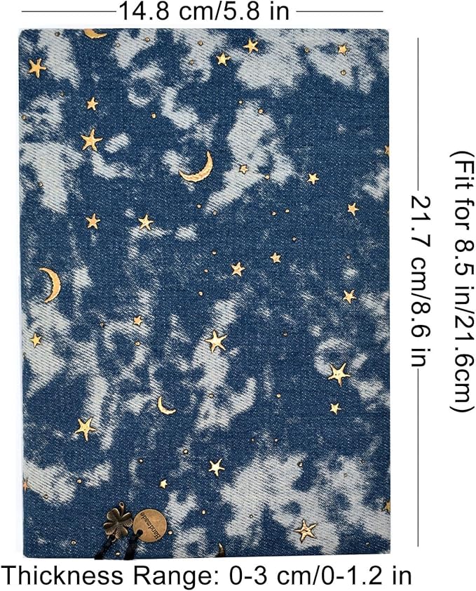 BLBMH Book Covers for Paperbacks Adjustable Fabric Book Sleeve Cover Protector Fit for 5.5x8.5 inch Hardcover Softcover Book Novels Notebook - Denim 8.5in