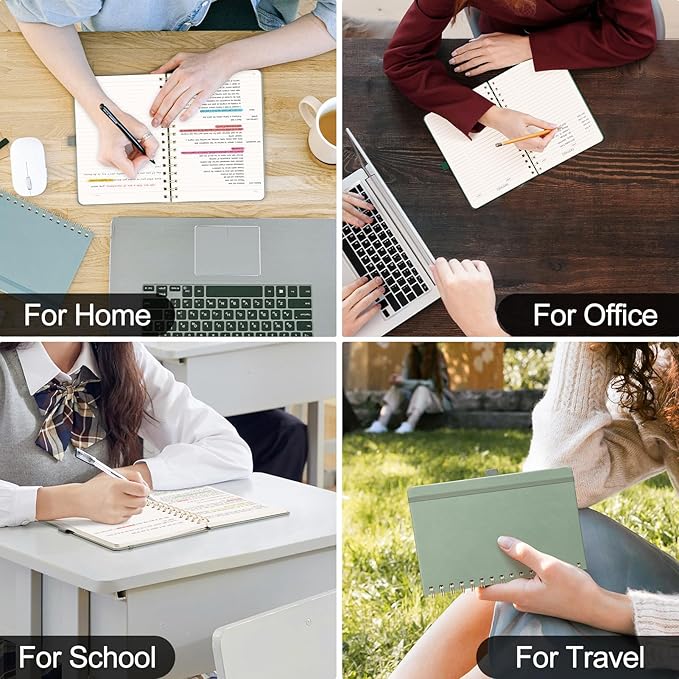 AHGXG Lined Spiral Notebook 8.5" x 11", A4 Large Notebook Journals for Women Men, Leather Hardcover, 100 GSM Thick College Ruled Paper, Notebooks for Work School Note Taking Writing, Rose Gold