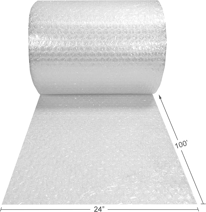 Amazon Basics Perforated Bubble Cushioning Wrap - Medium 5/16", 24-Inch x 100-Foot Long Roll, Clear
