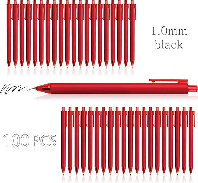 CRYLLIS Pens Bulk, 100Pack Black Pens,Black Ink Ballpoint Pens for Smooth Writing,No Smear,Office Supplies,Back to School Gifts,School Teacher,1.0mm