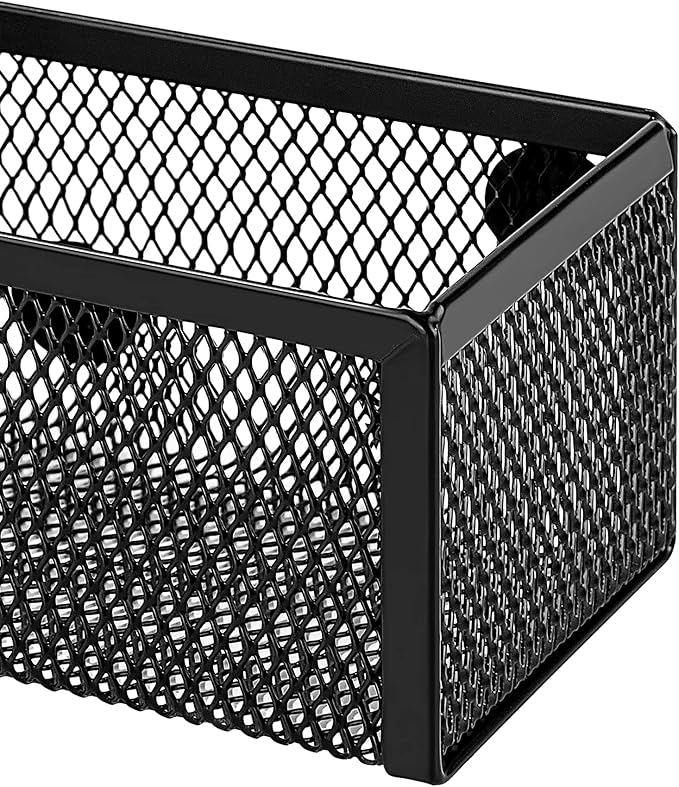 Amazon Basics Magnetic storage Bins, Office Caddy Storage, Black, Pack of 3, 6" x 2.5" x 2.2"