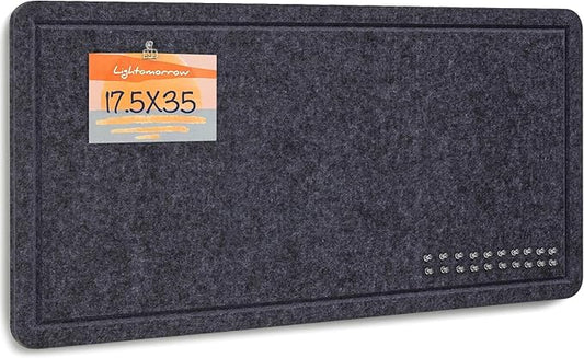 Bulletin Board, 35 x 17 1/2 inches Felt Board - Decorative Pin Board, Cork Board Alternative for Wall, Foldable Picture Board Self-Adhesive Vision Board Prayer Board with 20 Pushpins Dark Gray