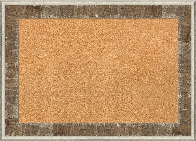 Amanti Art Natural Cork Board for Wall, 21x29 Vision Board with Brown Wood Frame, Medium Corkboard Office Decor for Home Organization, Country Rustic Corkboard Pinboard to Display Items for Home