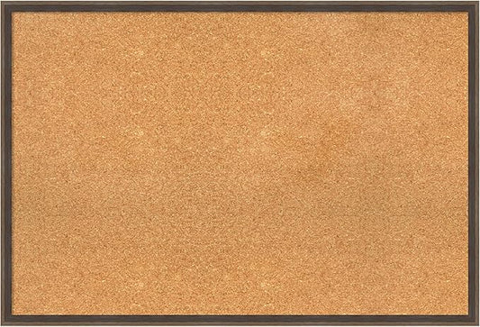 Amanti Art Natural Cork Board for Wall, 25x37 Vision Board with Brown Wood Frame, Large Corkboard Office Decor for Home Organization, Modern Contemporary Corkboard Pinboard to display items for home