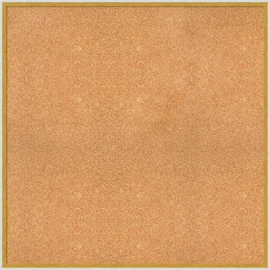Amanti Art Natural Cork Board for Wall, 35x35 Vision Board with White Frame, Oversize Corkboard Office Decor for Home Organization, Modern Corkboard Pinboard to Display Items for Home Organization in