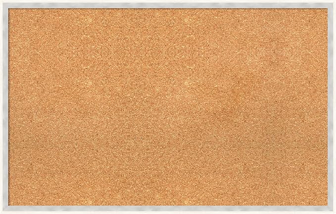 Amanti Art Natural Cork Board for Wall, 21x33 Vision Board with White Frame, Large Corkboard Office Decor for Home Organization, Modern Corkboard Pinboard to Display Items for Home Organization in