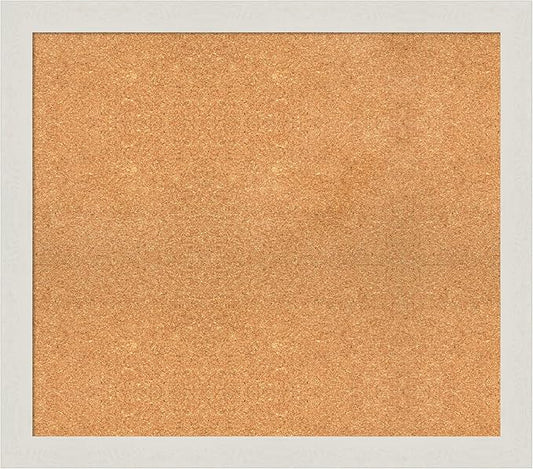Amanti Art Natural Cork Board for Wall, 29x33 Vision Board with White Frame, Large Corkboard Office Decor for Home Organization, Country Rustic Corkboard Pinboard to Display Items for Home