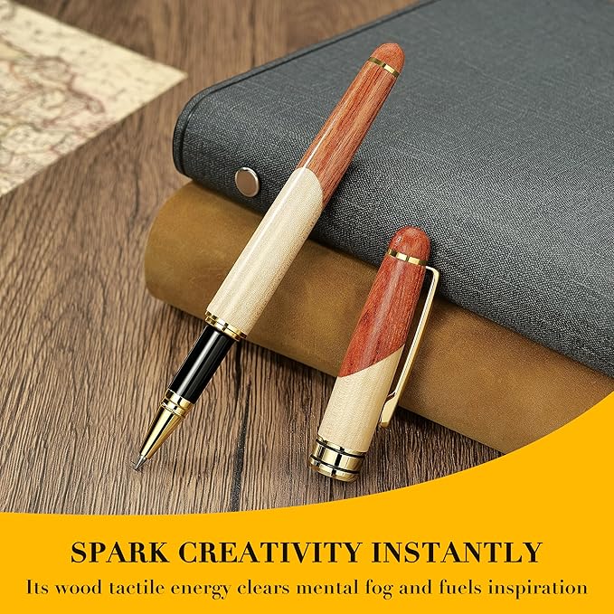 BEILUNER Luxury Wooden Ballpoint Pen Writing Set - Elegant Fancy Nice Gift Pen Set for Signature Executive Business Office Supplies - Gift Boxed with Extra Refills