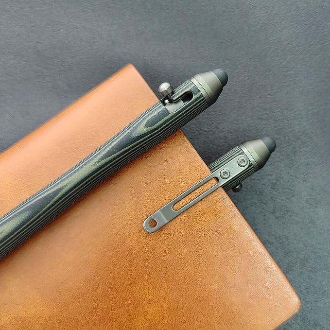 Cool Hand 5.7'' Bolt Action Pens, EDC Ballpoint Ink Refillable, Stylus for Touch Screen, G10 Body w/Pocket Clip, Ergonomic Grip, with a Free Refill, 5374-G