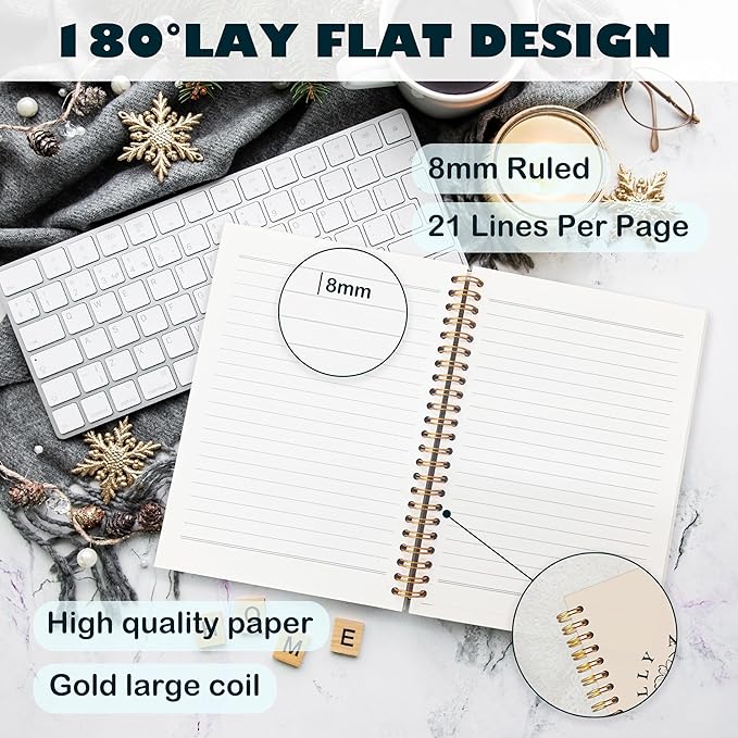 BearCake Floral Christian Notebook Journal, Christian Gifts for Women, Fearfully and Wonderfully Bible Journaling Prayer Journal for Women, Neutral Hardcover Spiral Notebook 5.5x8.3