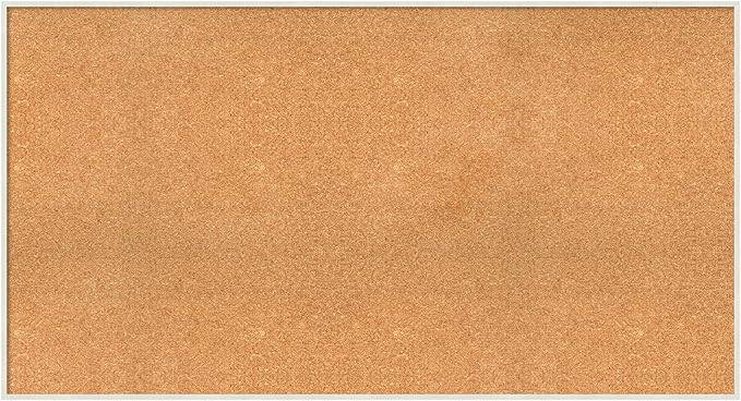 Amanti Art Natural Cork Board for Wall, 29x53 Vision Board with White Frame, Oversize Corkboard Office Decor for Home Organization, Modern Corkboard Pinboard to Display Items for Home Organization in