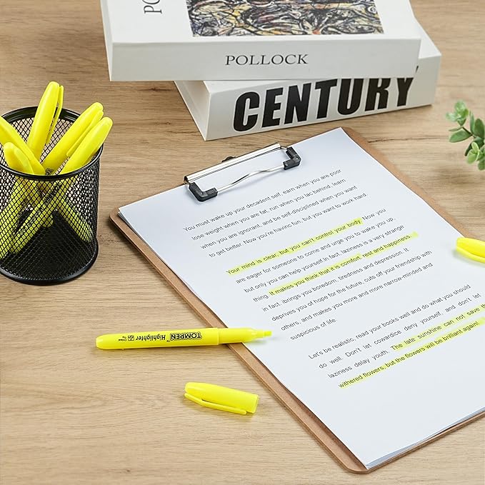 Highlighters Yellow 48 Pack – Bulk Chisel Tip High lighter Marker Set for School, Office, Bible Study, Journaling – Smear-Free, Quick Dry Ink – Fluorescent Pens for Teachers & Students