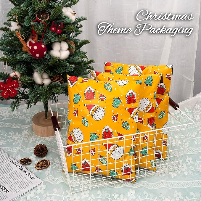 Christmas Poly Mailer 10x13 Inch 100 Pcs, Waterproof Shipping Bags for Clothing, Tear-Resistant Mailier, Strong Mailing With Self-Seal - Santa Claus Printed