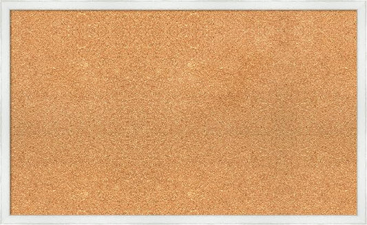 Amanti Art Natural Cork Board for Wall, 19x31 Vision Board with White Frame, Medium Corkboard Office Decor for Home Organization, Country Rustic Corkboard Pinboard to Display Items for Home