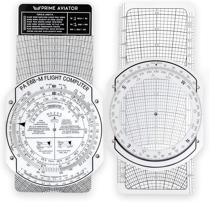 E6B Flight Computer for Pilots – Includes Aviation Plotter, Guidebook & Case – Compatible with IFR/VFR Charts – Flight Training Tool