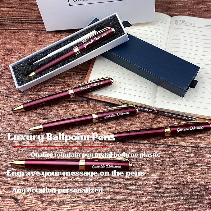 Ancolo Personalized Office Gift Pens Writing Set-Stainless Steel Fancy pens Custom with Your Name or Message, Perfect for Coworker/Friends/Manager/Lawyer/Professor 5PCS/Pack