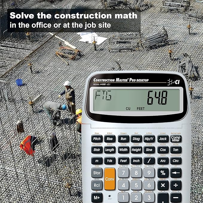 Calculated Industries 44080 Construction Master Pro-Desktop Advanced Construction Math Feet-Inch-Fraction Calculator with Trig Tool for Architects, Estimators, Contractors, Builders and Remodelers