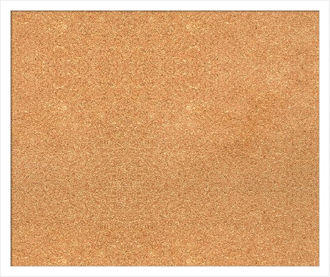 Amanti Art Natural Cork Board for Wall, 21x25 Vision Board with White Frame, Medium Corkboard Office Decor for Home Organization, Modern Corkboard Pinboard to Display Items for Home Organization in