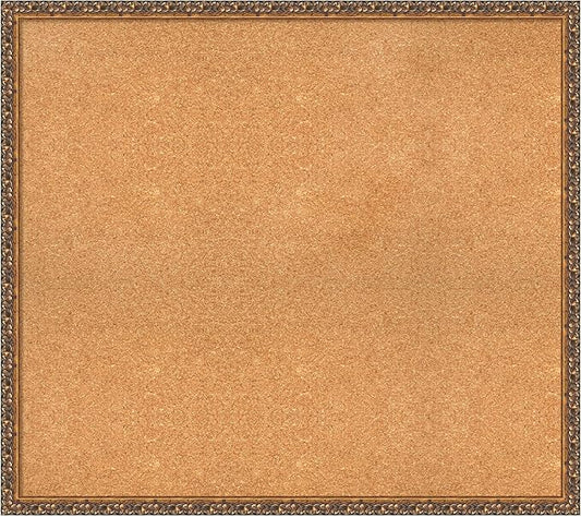 Amanti Art Natural Cork Board for Wall, 32x36 Vision Board with Bronze Frame, Large Corkboard Office Decor for Home Organization, Traditional Corkboard Pinboard to Display Items for Home Organization