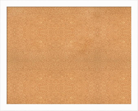 Amanti Art Natural Cork Board for Wall, 33x41 Vision Board with White Frame, X-Large Corkboard Office Decor for Home Organization, Casual Corkboard Pinboard to Display Items for Home Organization in