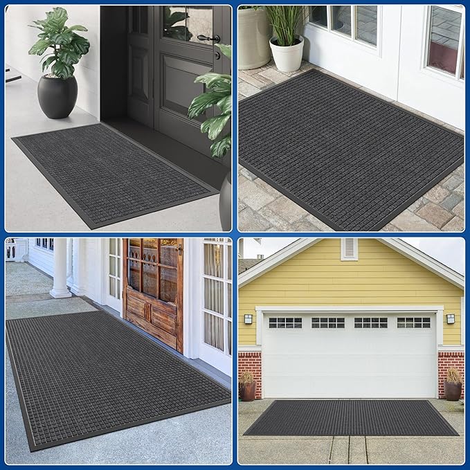 Durable Front Door Mat, 48" x 36" Heavy Duty Indoor Outdoor Doormat for Entryway, Non-Slip Rubber Backing, Stain and Fade Resistant Commercial Floor Mat for Home Office Entry