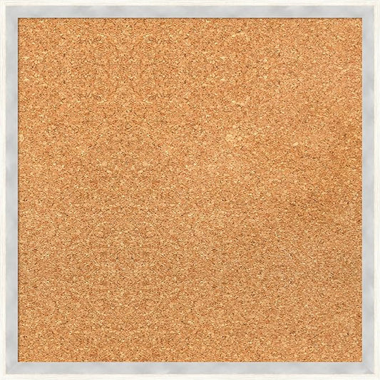Amanti Art Natural Cork Board for Wall, 17x17 Vision Board with White Frame, Small Corkboard Office Decor for Home Organization, Modern Corkboard Pinboard to Display Items for Home Organization in