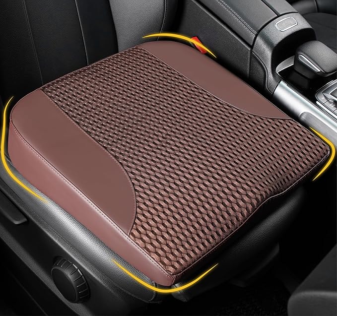 Car Seat Cushion, Comfortable Memory Foam Seat Pillow for Driving, Sciatica-Back Pain Relief, Cushion for Car-Truck, Office, Wheelchair - Brown