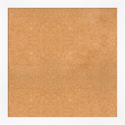 Amanti Art Natural Cork Board for Wall, 31x31 Vision Board with White Frame, Large Corkboard Office Decor for Home Organization, Modern Corkboard Pinboard to Display Items for Home Organization in