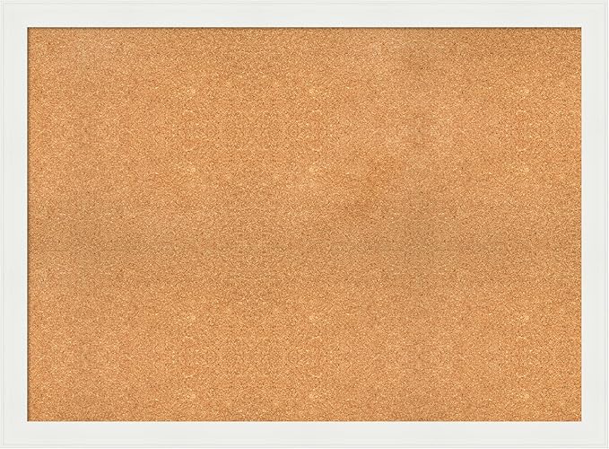 Amanti Art Natural Cork Board for Wall, 33x45 Vision Board with White Frame, Oversize Corkboard Office Decor for Home Organization, Casual Corkboard Pinboard to Display Items for Home Organization in