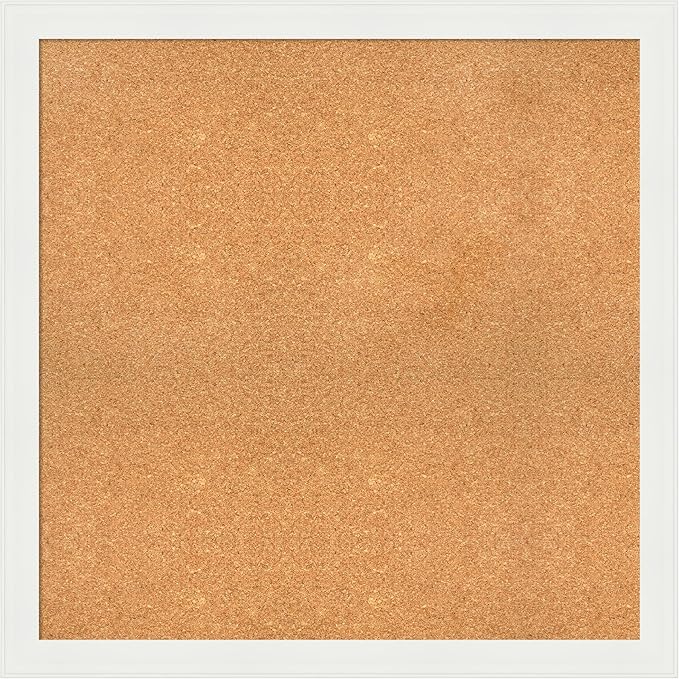 Amanti Art Natural Cork Board for Wall, 35x35 Vision Board with White Frame, Large Corkboard Office Decor for Home Organization, Casual Corkboard Pinboard to Display Items for Home Organization in