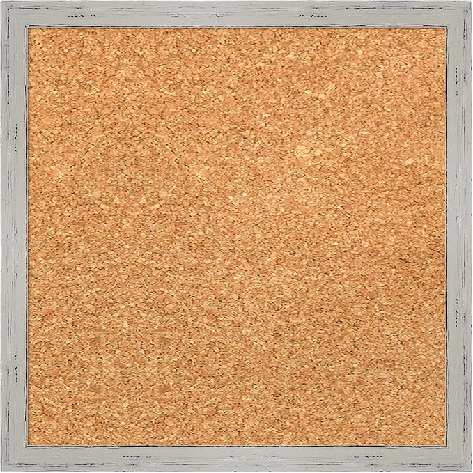 Amanti Art Natural Cork Board for Wall, 13x13 Vision Board with White Frame, X-Small Corkboard Office Decor for Home Organization, Cottage Corkboard Pinboard to Display Items for Home Organization in