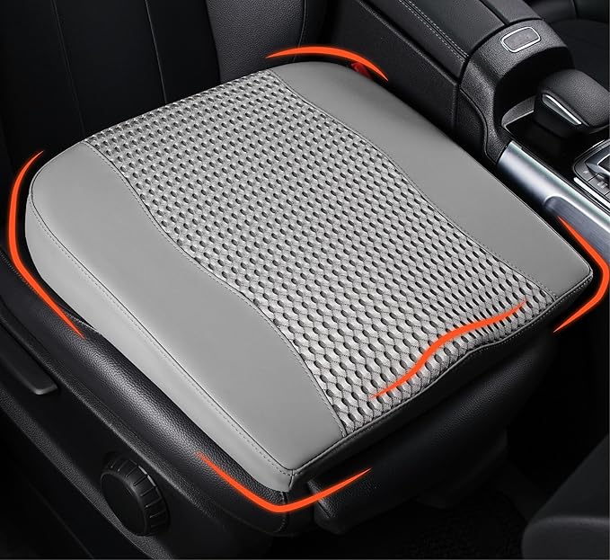 Car Seat Cushion, Comfort Memory Foam Car Cushions for Driving - Sciatica & Lower Back Pain Relief, Driver Seat Pillow for Auto, Office Chair, Wheelchair - 4D Mesh Gray
