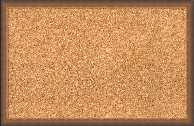 Amanti Art Natural Cork Board for Wall, 22x34 Vision Board with Bronze Frame, Large Corkboard Office Decor for Home Organization, Modern Corkboard Pinboard to Display Items for Home Organization in