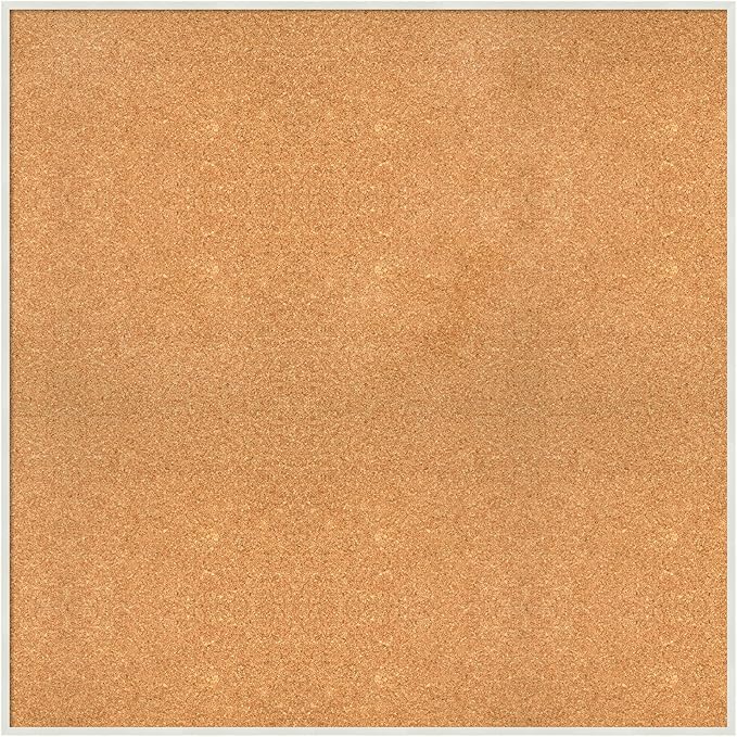 Amanti Art Natural Cork Board for Wall, 35x35 Vision Board with White Frame, Oversize Corkboard Office Decor for Home Organization, Modern Corkboard Pinboard to Display Items for Home Organization in