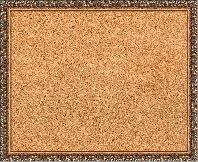 Amanti Art Natural Cork Board for Wall, 18x22 Vision Board with Bronze Frame, Small Corkboard Office Decor for Home Organization, Traditional Corkboard Pinboard to Display Items for Home Organization